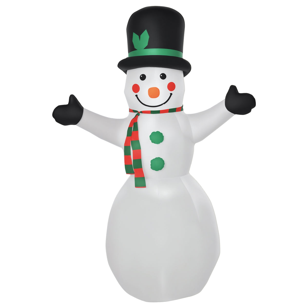 HOMCOM Schneemann Weihnachtsdekoration Weihnachtsdeko, inkl. Gebläse, bunte LED´s, selbstaufblasend 1, m