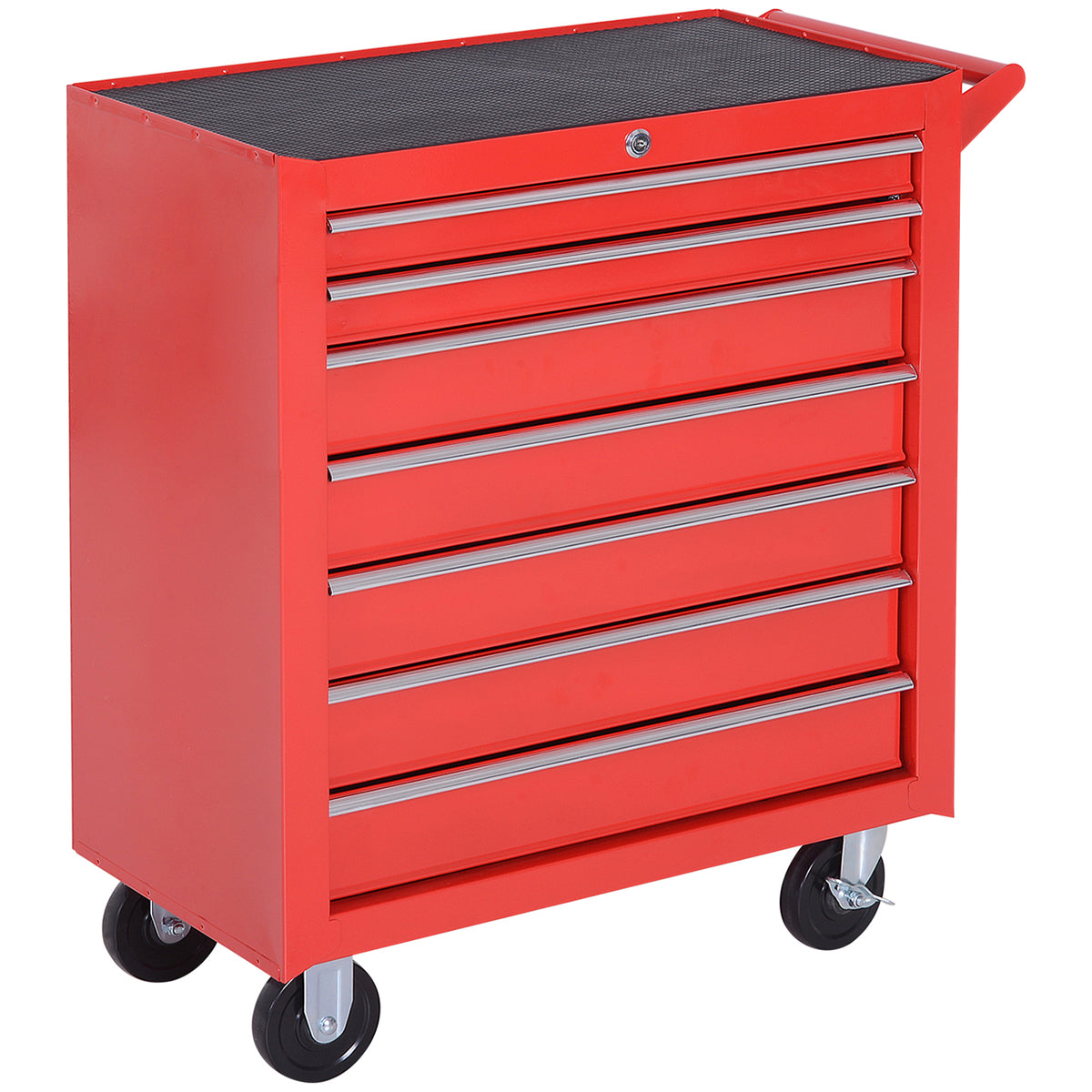 Werkzeugwagen, 2 kleine & 5 große Schubladen, Stahl, bis 150 kg, 69 x 33 x 75 cm, Rot