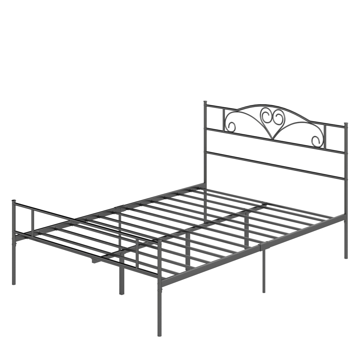 HOMCOM Bettgestell aus Metall mit Kopfteil, 300 kg Belastbarkeit, 145L x 211B x 106H cm, Schwarz