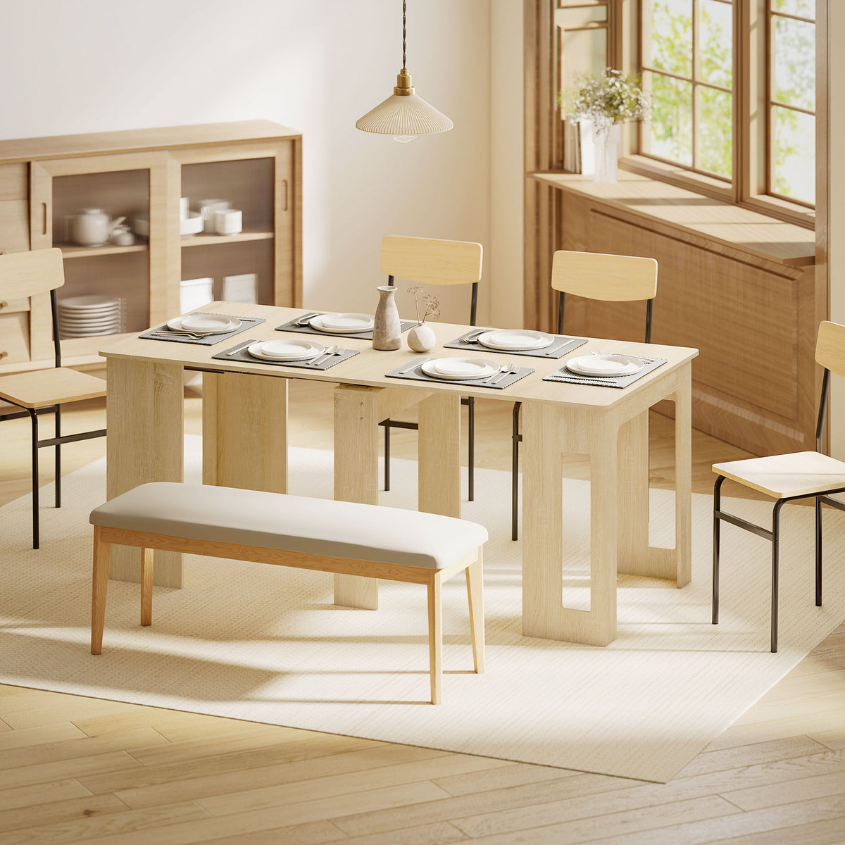 HOMCOM Esstisch, Klapptisch, ausziehbarer Küchentisch, Esszimmertisch, Spanplatten, 60-180 x 85 x 75 cm – Produktabbildung 2