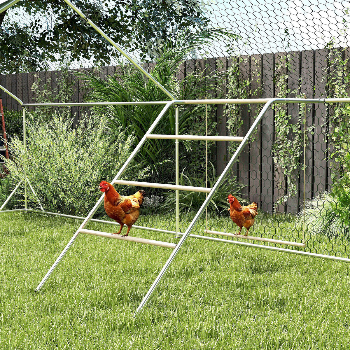 PawHut Hühner Spielgerüst aus Holz, Spielplatz für Hühnern mit Hühnerstangen, verstellbar Schaukel, 82 x – Produktabbildung 2
