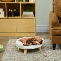 PawHut Haustierbett für Katzen und Hunde bis 5kg/30cm, waschbarer Plüschbezug, Cremeweiß, 47 x 40 x 20 – Produktabbildung 10