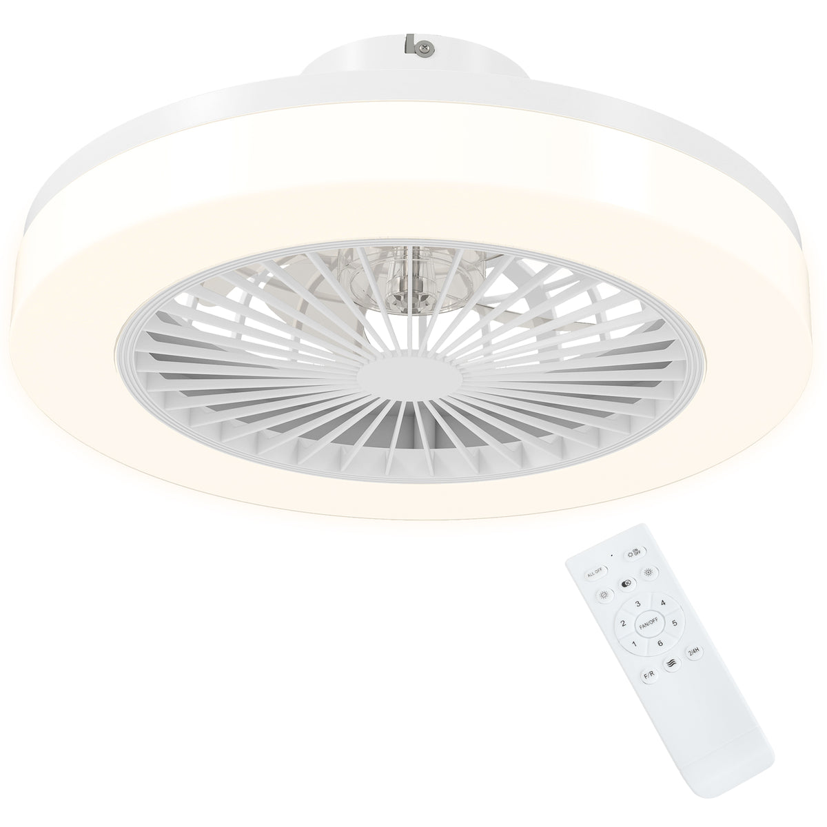 HOMCOM Deckenventilator mit LED-Lampe, 6 Geschwindigkeiten, Fernbedienung, Weiß