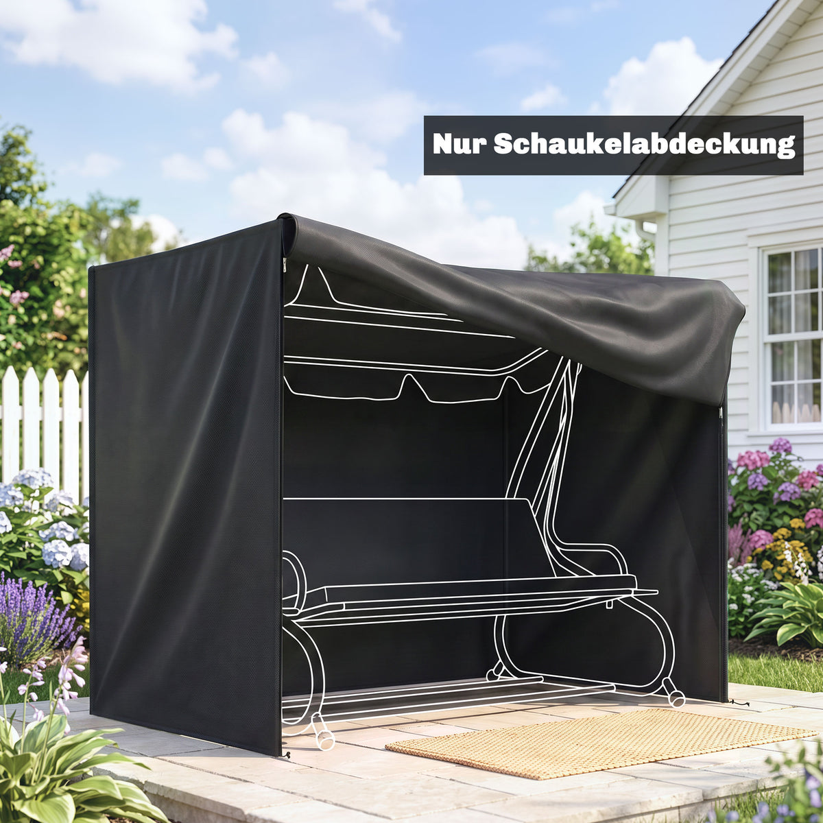 Outsunny Abdeckung für Hollywoodschaukel, wasserdicht, Polyester, 220x125x172cm, Schwarz – Produktabbildung 2