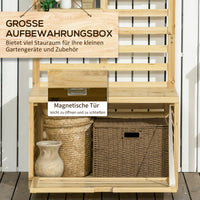 Outsunny Aufbewahrungsbox mit Spalier, 4 Hängeregale, Magnettür, Massivholz, Natur, 80 x 45 x 160 cm – Produktabbildung 4