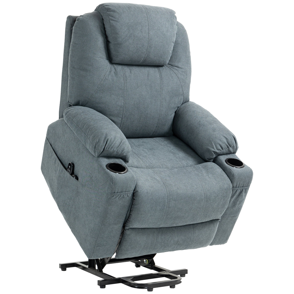 HOMCOM Massagesessel Aufstehhilfe Seniorensessel, 8 Massagepunkte, Seitentaschen, Fernbedienung, 90L x 101B x