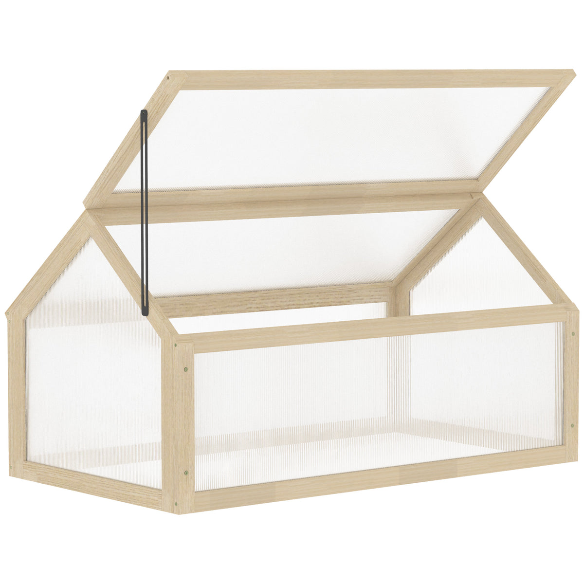 Mini greenhouse, compact wooden plant house, polycarbonate panels, ventilation opening, 90L x 52W x 49.5H cm