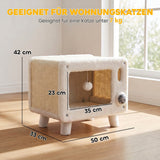 PawHut Katzenhaus im TV-Design, Katzenhöhle mit Hängematte und Spielball, Sisal-Kratzmatte, für Katzen – Produktabbildung 3
