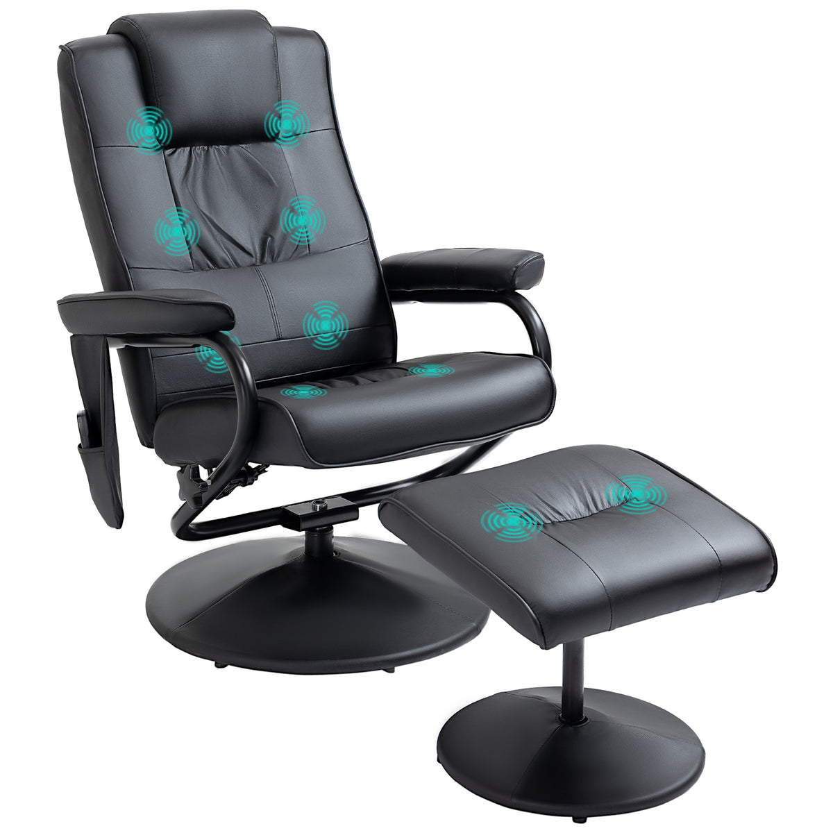 Massage chair with stool, swiveling recliner with massage function, electric TV chair with reclining function