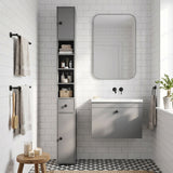 Bathroom cabinet, 4 shelves, drawer, chipboard, slim design, grey (8)