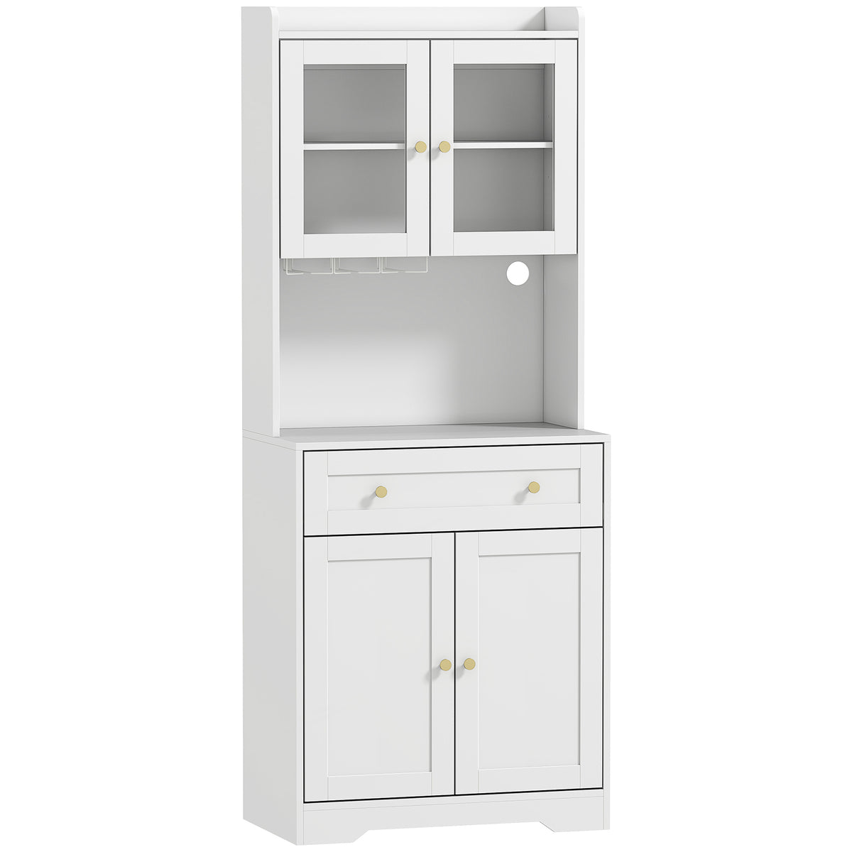 HOMCOM Küchenschrank mit Arbeitsfläche, Weinglashalter, Vorratsschrank für Küche, Esszimmer, 170 cm, MDF