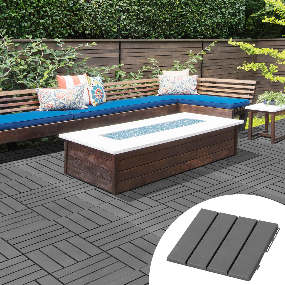 Outsunny Terrassenfliesen 30 x 30 cm 9 Stück 0,81㎡ Klickfliesen Balkonfliesen mit Klicksystem – Produktabbildung 2
