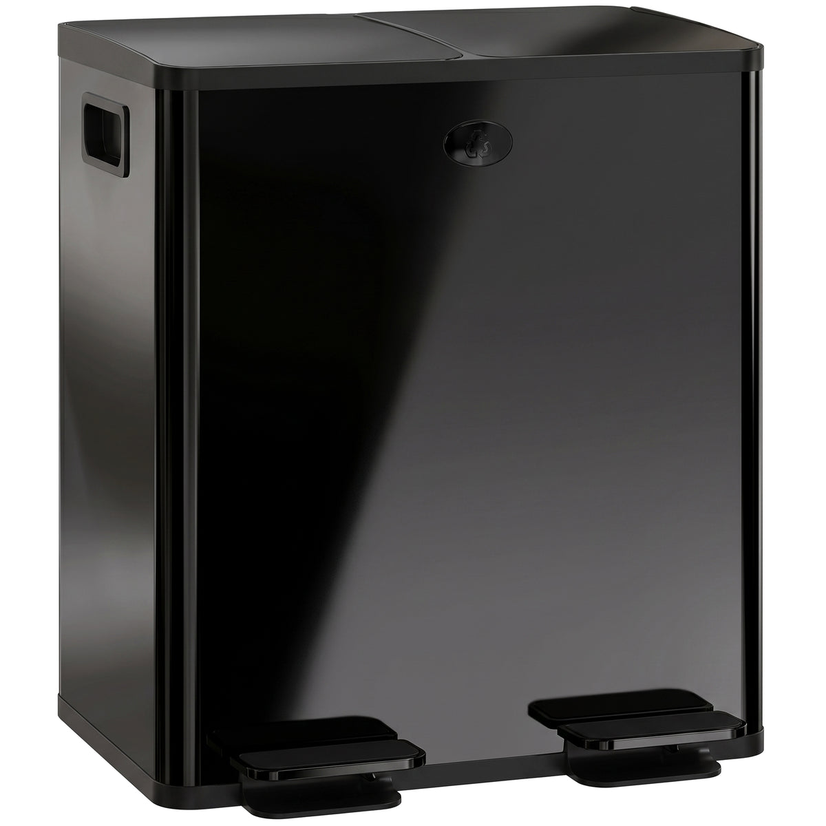 HOMCOM 2 x 20 L Doppelmülleimer, Pedalöffnung, leicht zu reinigen, Edelstahl, Kunststoff, Schwarz