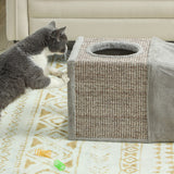 PawHut Katzentunnel, 2 Katzenhöhlen, Kratzflächen und Ballspielzeug, 98 cm x 30 cm x 30 cm, Braun + Grau – Produktabbildung 8