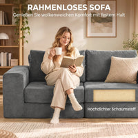 HOMCOM Schlafsofa 4-in-1 Schlaffunktion ausziehbar Klappsofa Kissen 2 Sitzer Grau – Produktabbildung 6