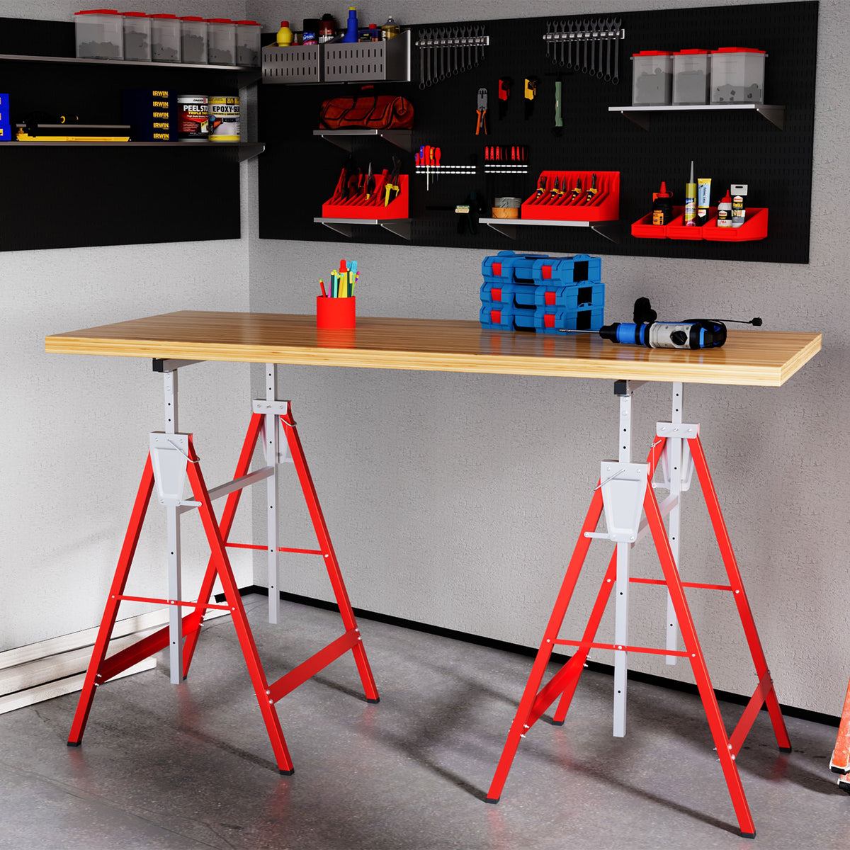 HOMCOM 2 x Gerüstbock, Unterstellbock, Stahl, Rot – Produktabbildung 10