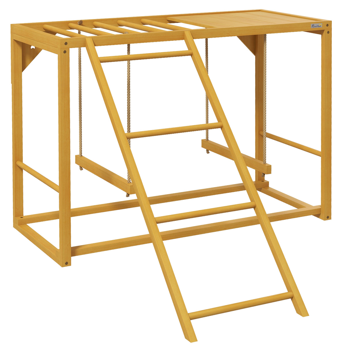 PawHut Hühner-Spielgerüst mit Schaukeln und Leiter, für 3-4 Hühner, Hühner-Klettergerüst aus Holz