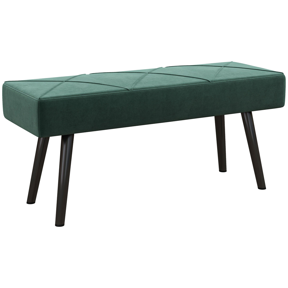 Bench, upholstered bench, bed bench, velvet look, 100 x 36 x 45 cm, green