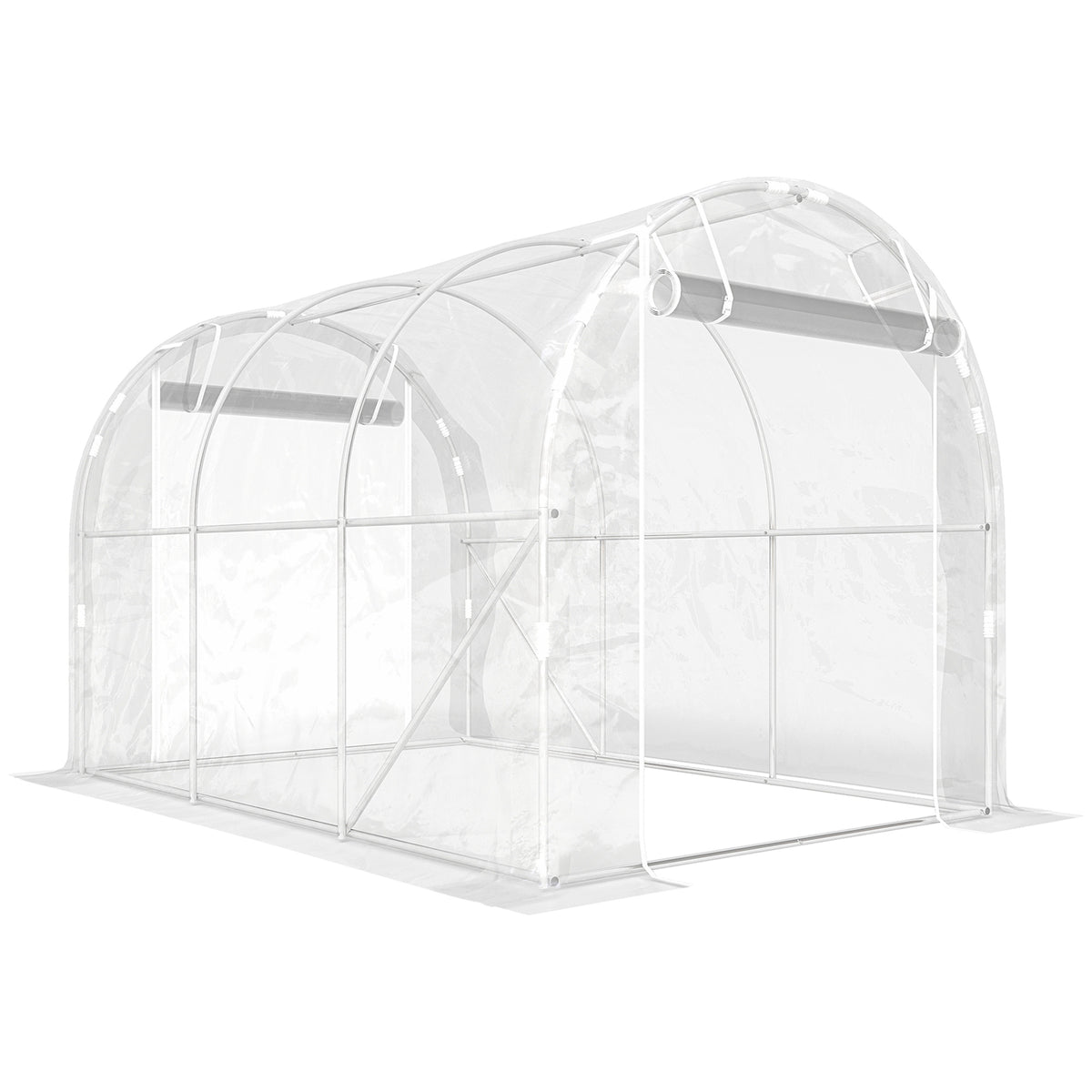 Polytunnel greenhouse, walk-in greenhouse with galvanized steel frame and UV-resistant PE cover, transparent