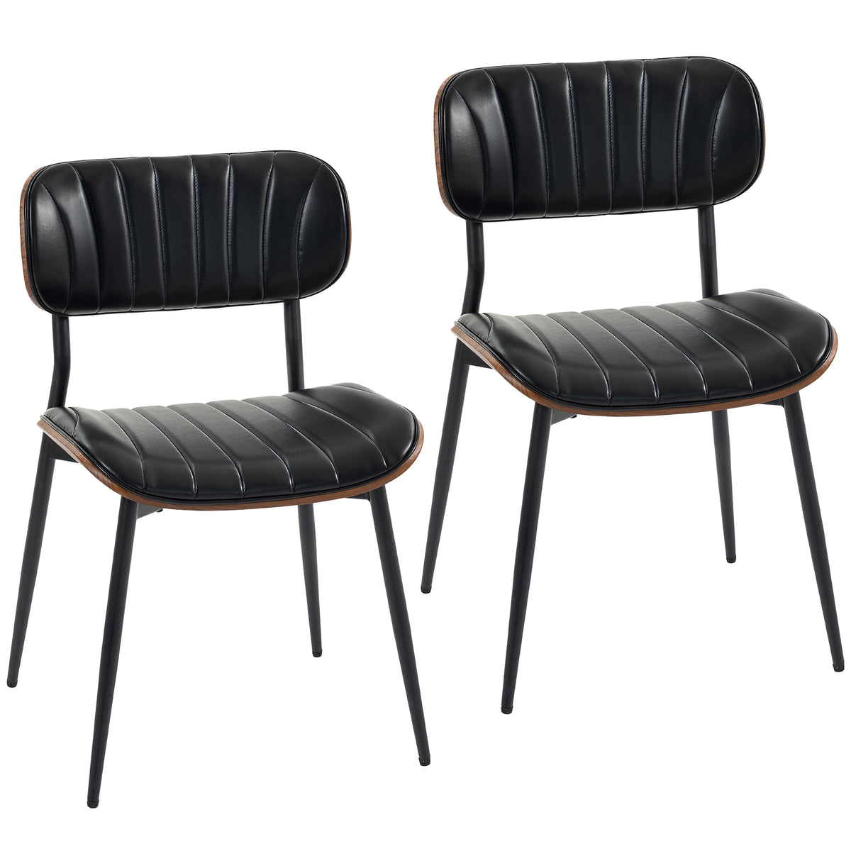 HOMCOM Esszimmerstühle 2er Set Küchenstühle Moderne Polsterstuhl mit Sitzfläche aus Kunstleder, Geschwungener
