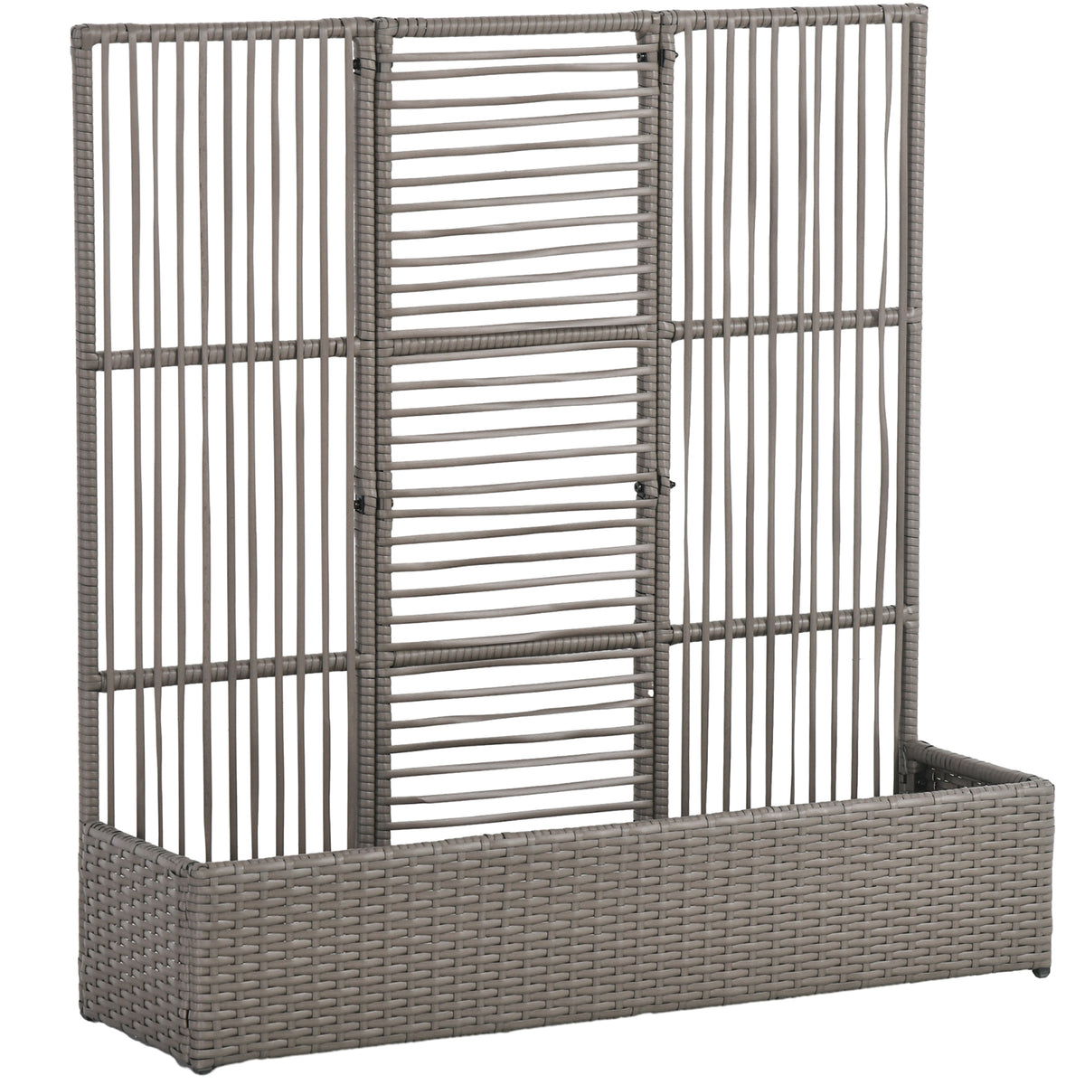 Outsunny Blumenkasten mit Spalier, wetterfest, Polyrattan, 103 x 29 x 103 cm, Grau