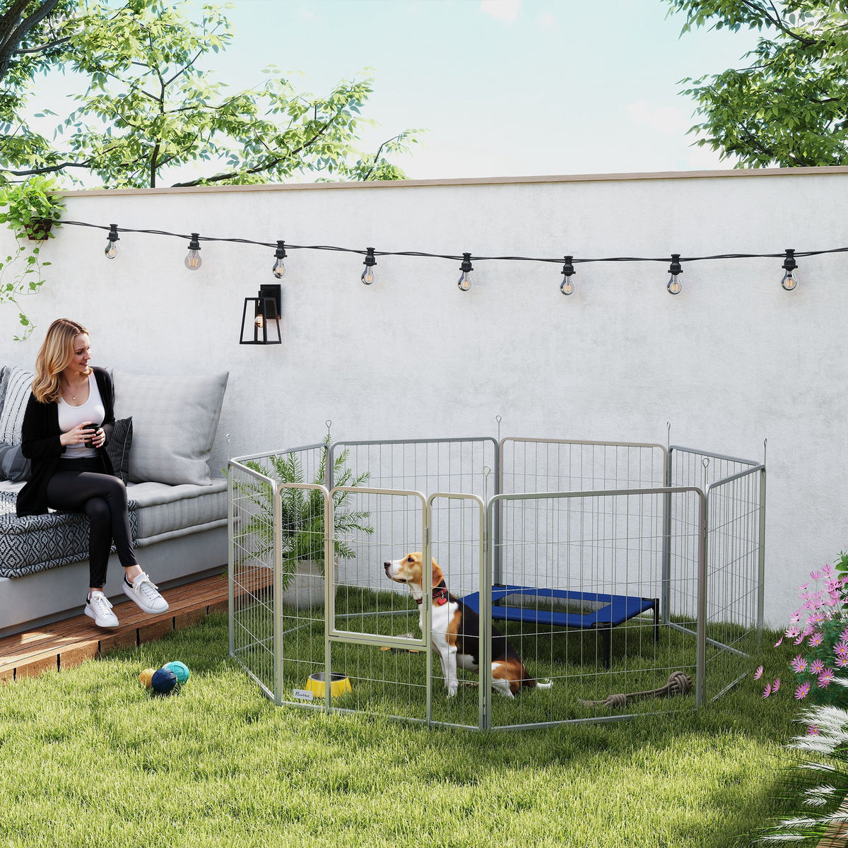 PawHut Haustiergehege, Hundezaun, Haustierspielplatz, flexibel anpassbar, rostfreier Stahl – Produktabbildung 2