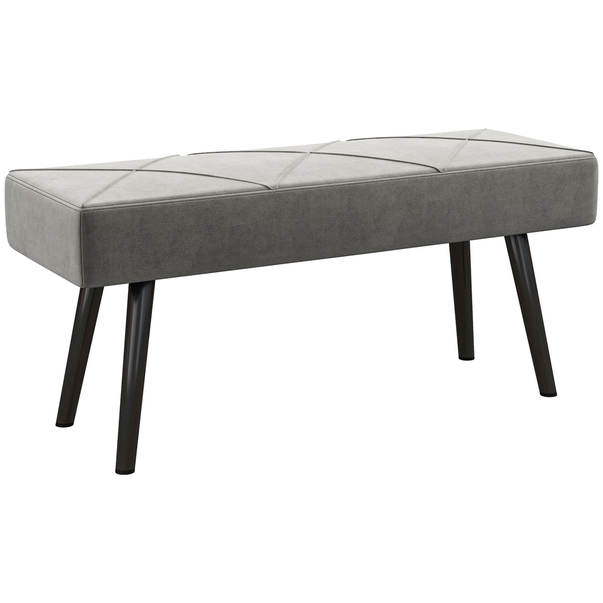 Bench, upholstered bench, bed bench, velvet look, 100 x 36 x 45 cm, gray