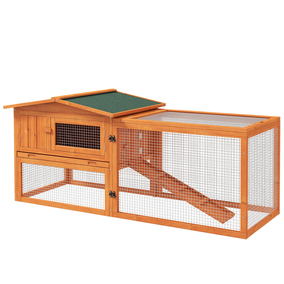 PawHut Kleintierstall Kleintierkäfig Kleintierhaus mit Asphaltdach Tannenholz Orange