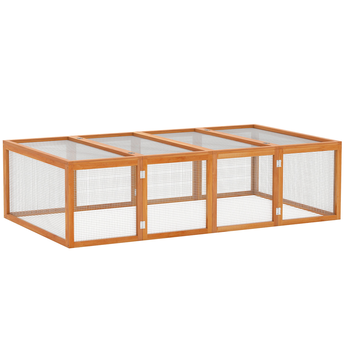 PawHut Hasenstall Kaninchenstall aus Holz Winterfest Kaninchenkäfig mit aufklappbar Dach 181x100x48 cm