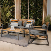 Gartenmöbelset TEXAS mit Sofa Sesseln und Couchtisch GRAU – Produktabbildung 14