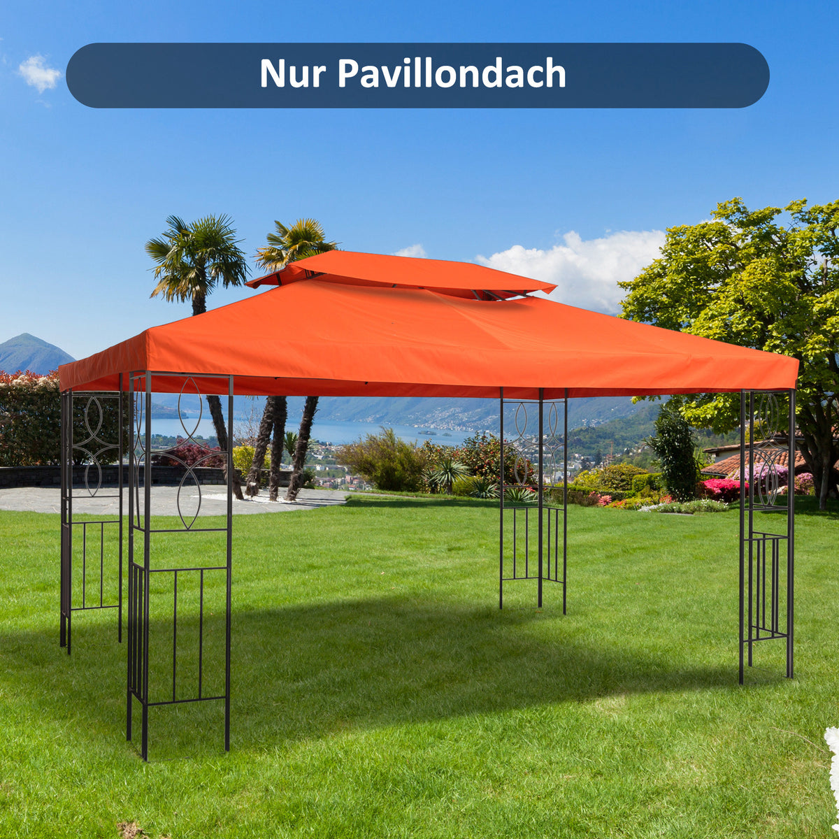 Replacement roof for garden gazebos 3x4m polyester coffee (2)