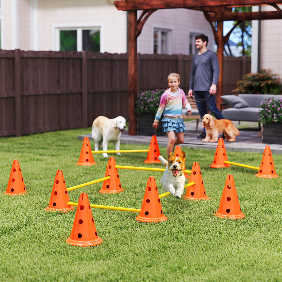PawHut Agility Set Hunde 6-teiliges Agility-Ausrüstung für Hundetraining Steckhürdenset mit 12 Kegel 6 – Produktabbildung 2