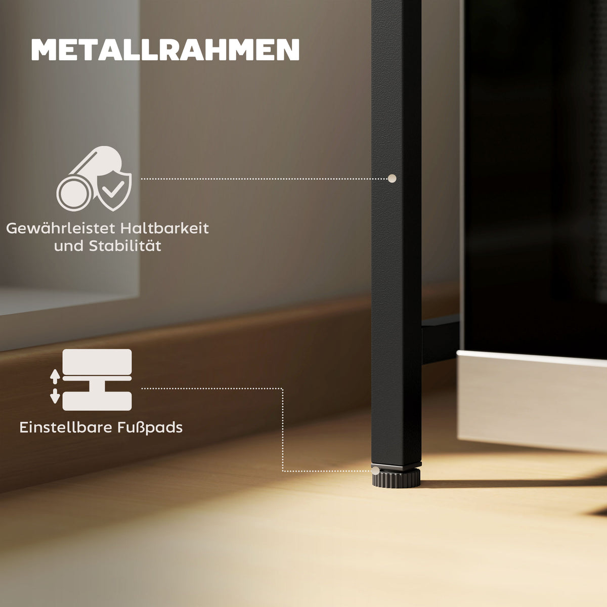 HOMCOM Mikrowellenregal, 3 Haken, ausziehbar, Metall, 40 cm hoch, Schwarz – Produktabbildung 6