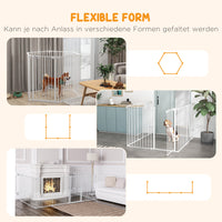 PawHut Welpenauslauf, modulares Design, klappbar, Stahlrahmen, für Innen, weiß, 90 x 123 x 102cm – Produktabbildung 4