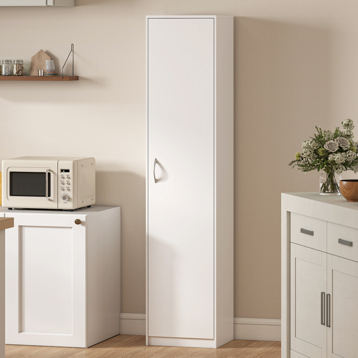 HOMCOM Küchenschrank, 5-Ebenen-Aufbewahrungsschrank, verstellbare Regale, für Wohnzimmer, Küche – Produktabbildung 8