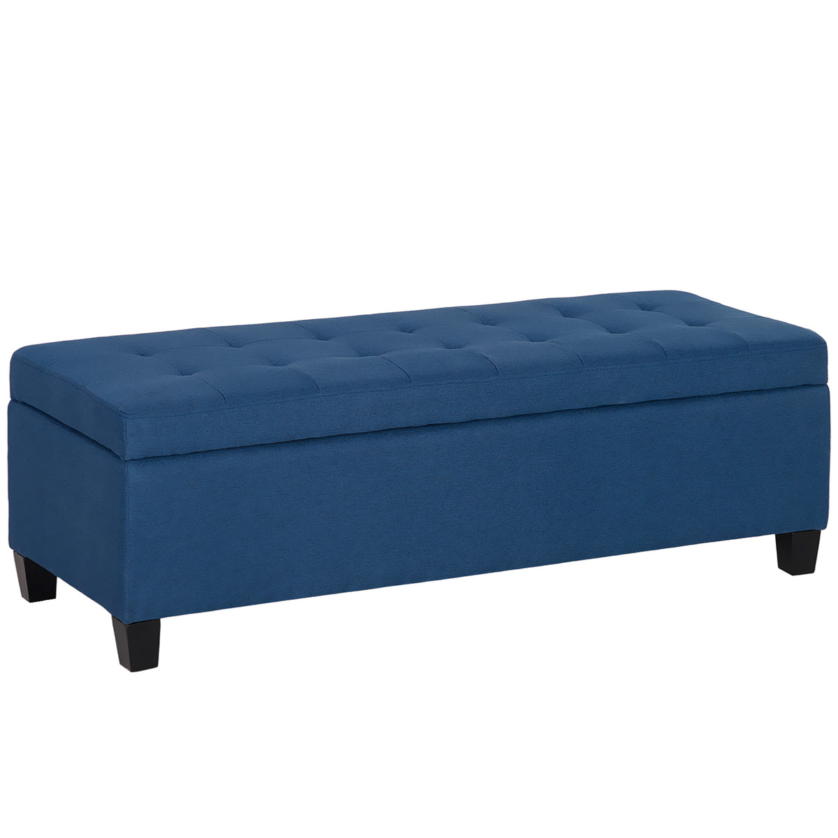 Storage bench, ottoman, hallway bench, button tufted, 125.1 cm x 48.9 cm x 41.3 cm, blue