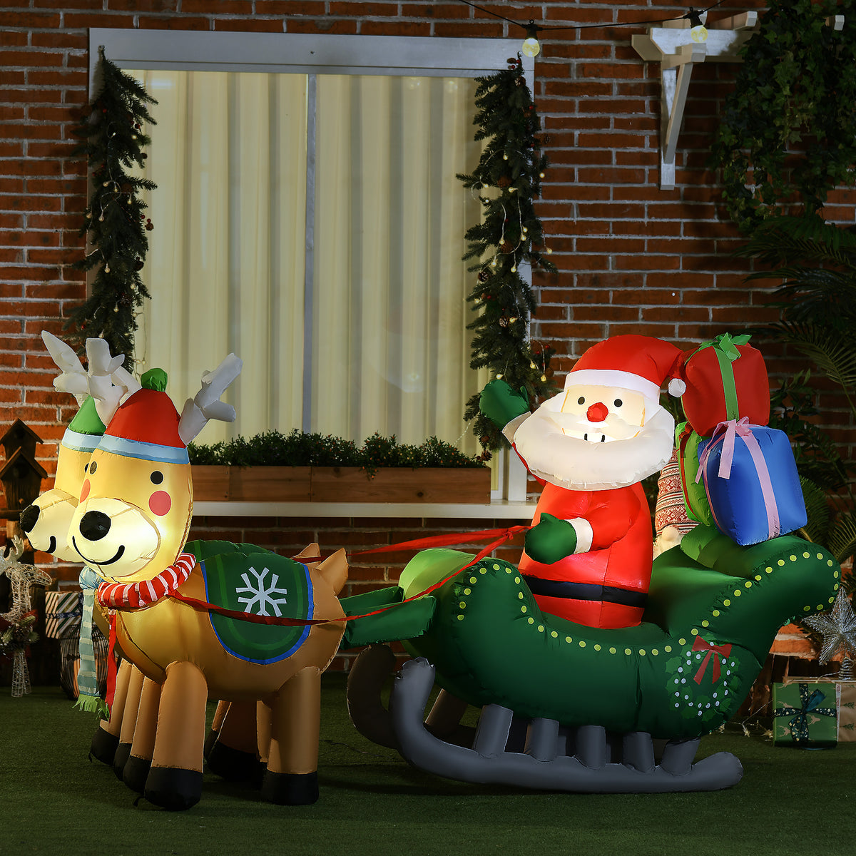Inflatable Santa Claus, inflatable Christmas decoration, incl. blower, indoor & outdoor, white+gold (2)