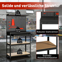 HOMCOM Werkbank 80 x 40,5 x 155 cm Werkzeugbank mit Lochwand, Haken, Schublade, 2 Ablagen für Werkstatt – Produktabbildung 6
