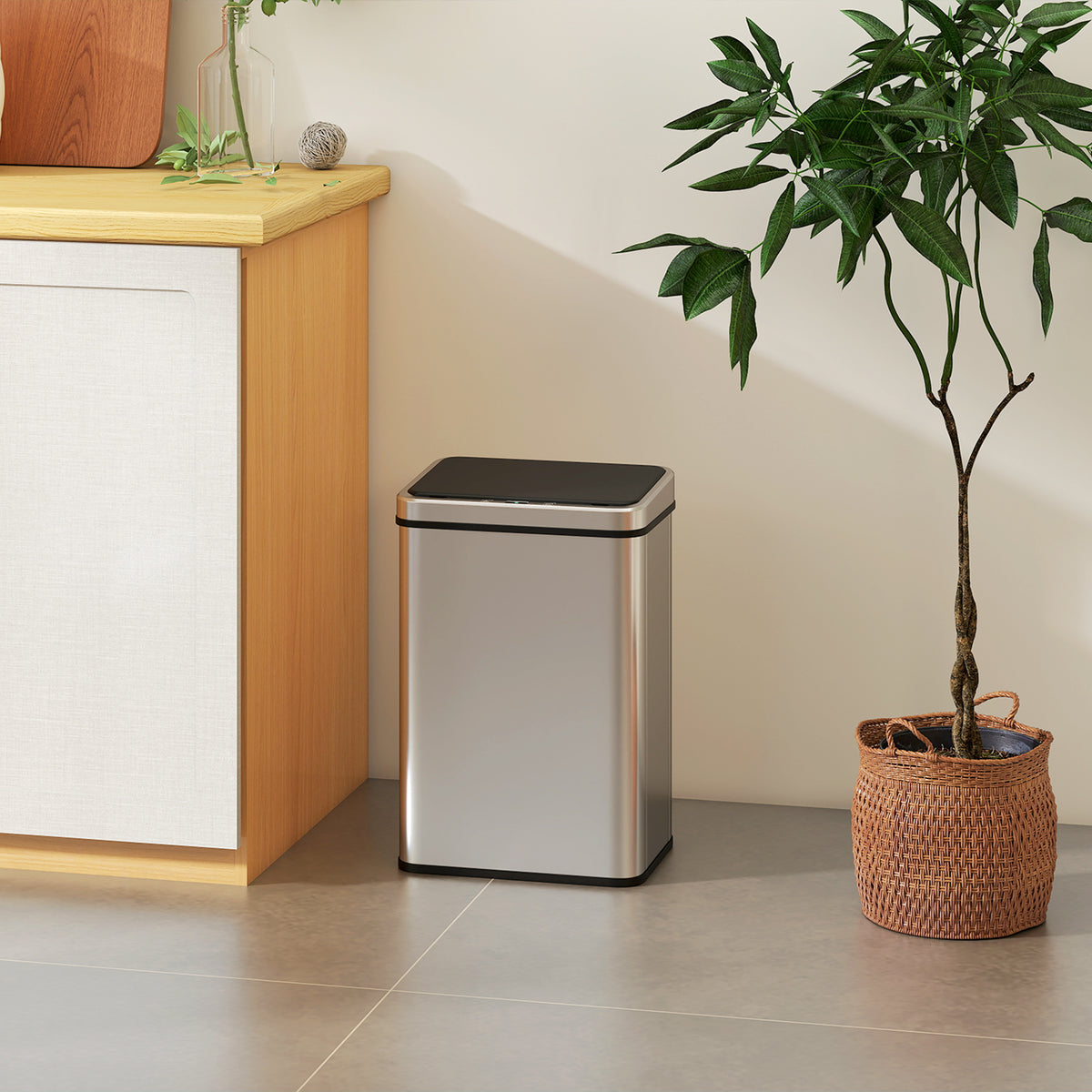 HOMCOM Sensor Mülleimer 40L Edelstahl Automatischer Mülleimer mit Soft-Close-Deckel Bewegungssensor 35,5 – Produktabbildung 2