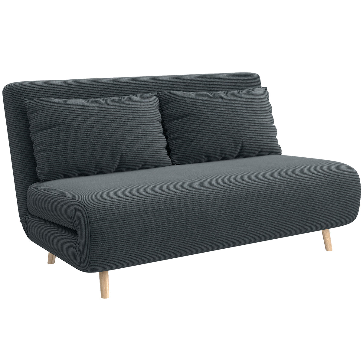 HOMCOM Schlafsofa, Gästebett, 3-fach verstellbare Rückenlehne, Kordoptik, bis 120 kg, 141 x 90 x 81 cm