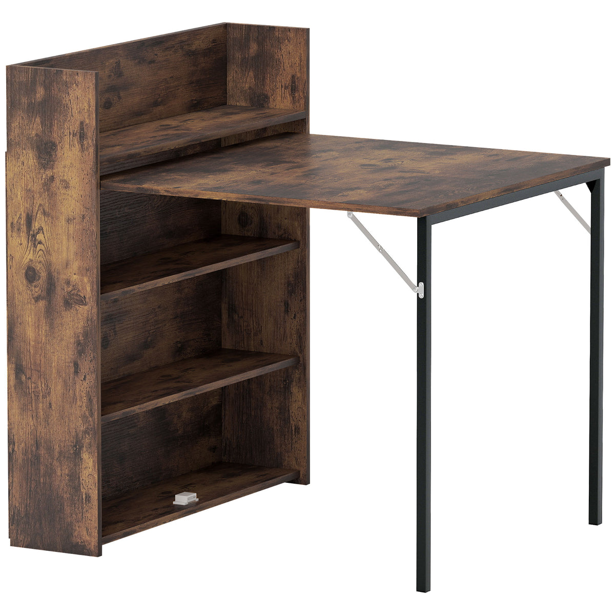 HOMCOM Esstisch Klappbar mit Regal, Industrie-Design, Platzsparend, Für Kleine Räume, 80x90x93cm