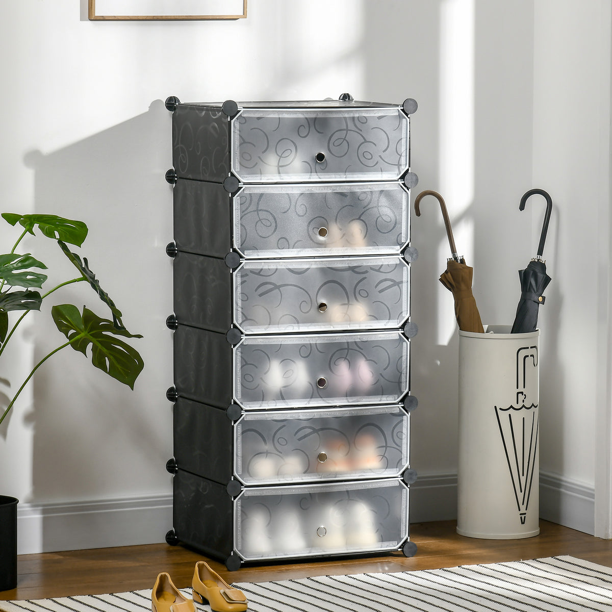 Modular shelving system for 6 pairs of shoes, 49 cm x 36.5 cm x 108 cm, black (2)