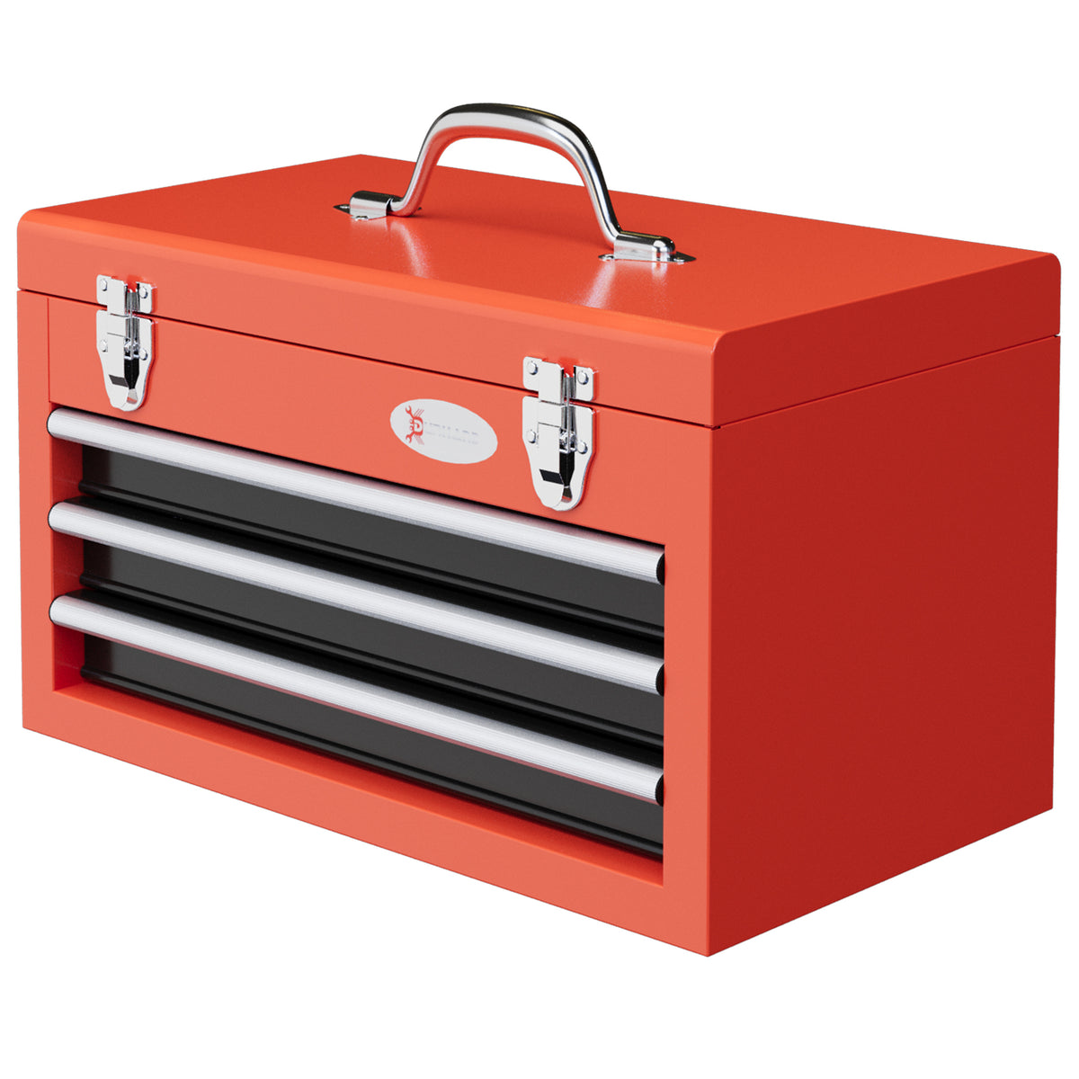 Werkzeugkiste mit 3 Schubladen, 1 Fach, stabile Stahlverschlüsse, 45 x 24 x 27 cm, Rot