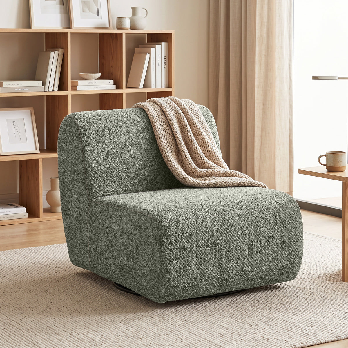 HOMCOM Sessel Drehbarer Loungesessel mit Chenille-Optik, Breiter Sitzfläche, für Wohnzimmer – Produktabbildung 10