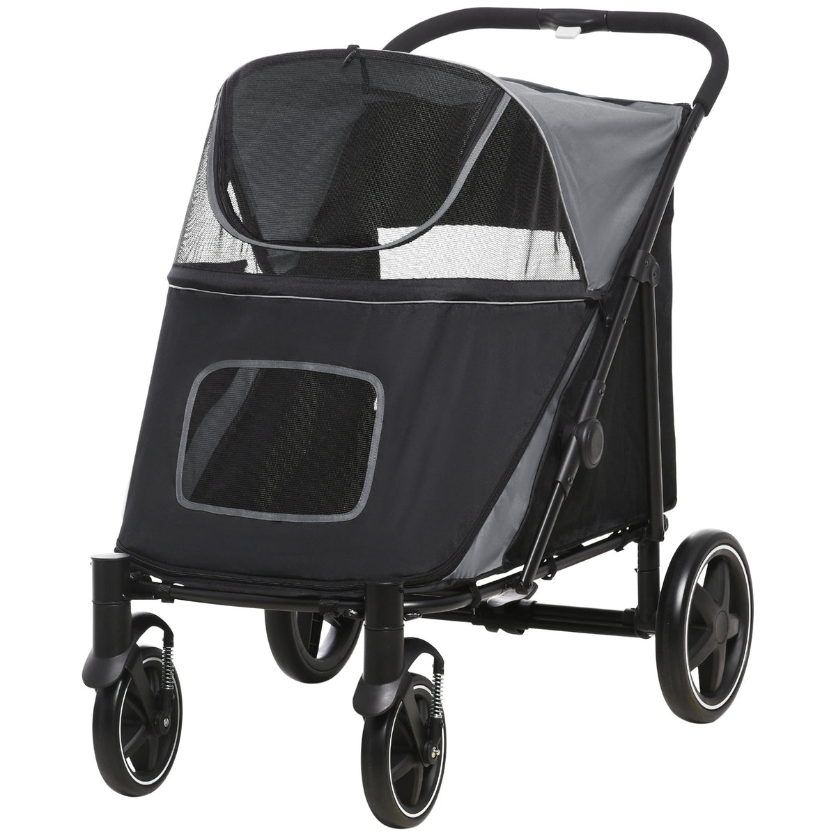 PawHut Hundewagen Hundebuggy bis 30kg faltbar verstellbares Vordach Aufbewahrungskorb 112 cm x 65 cm x 100