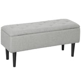 HOMCOM Sitztruhe, Sitzbank mit Stauraum, bis 120kg, Samtoptik, 95x38x45cm, Grau