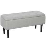 HOMCOM Sitztruhe, Sitzbank mit Stauraum, bis 120kg, Samtoptik, 95x38x45cm, Grau