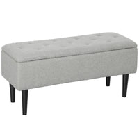 HOMCOM Sitztruhe, Sitzbank mit Stauraum, bis 120kg, Samtoptik, 95x38x45cm, Grau
