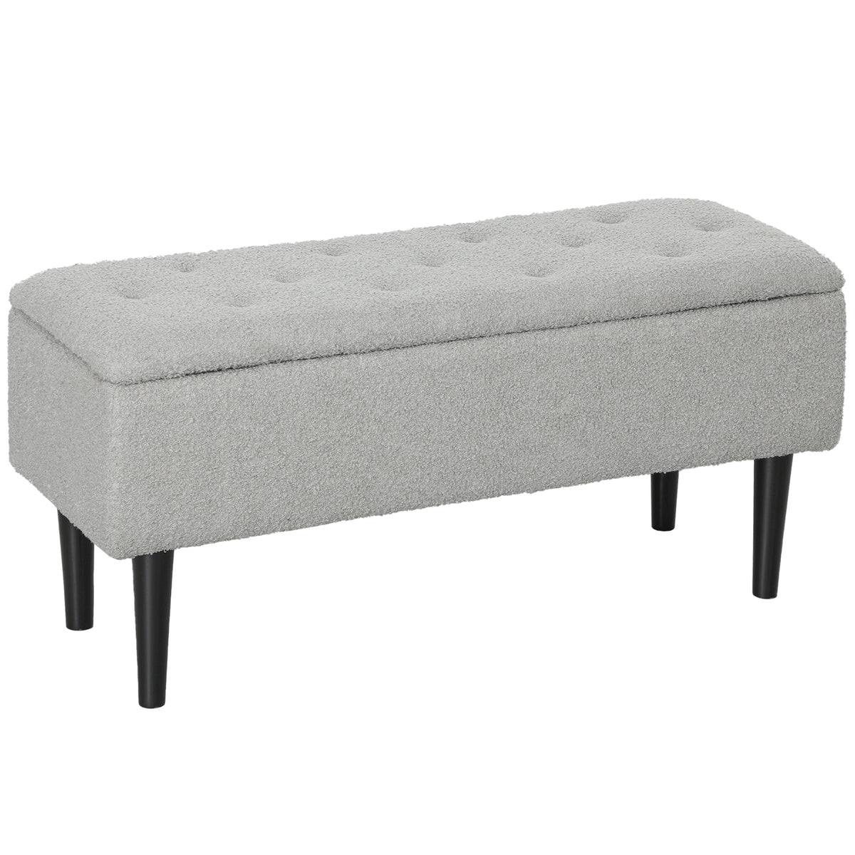 HOMCOM Sitztruhe, Sitzbank mit Stauraum, bis 120kg, Samtoptik, 95x38x45cm, Grau