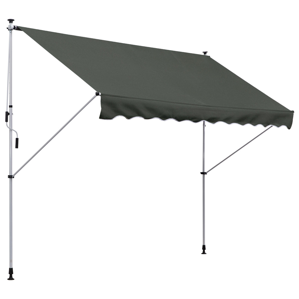 Height-adjustable clamp awning with hand crank, articulated arm awning, dirt-repellent, weather-resistant